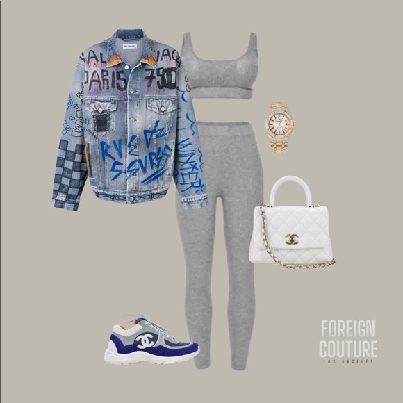 Gray Ribbed Sports Set - Picture 3 of 4